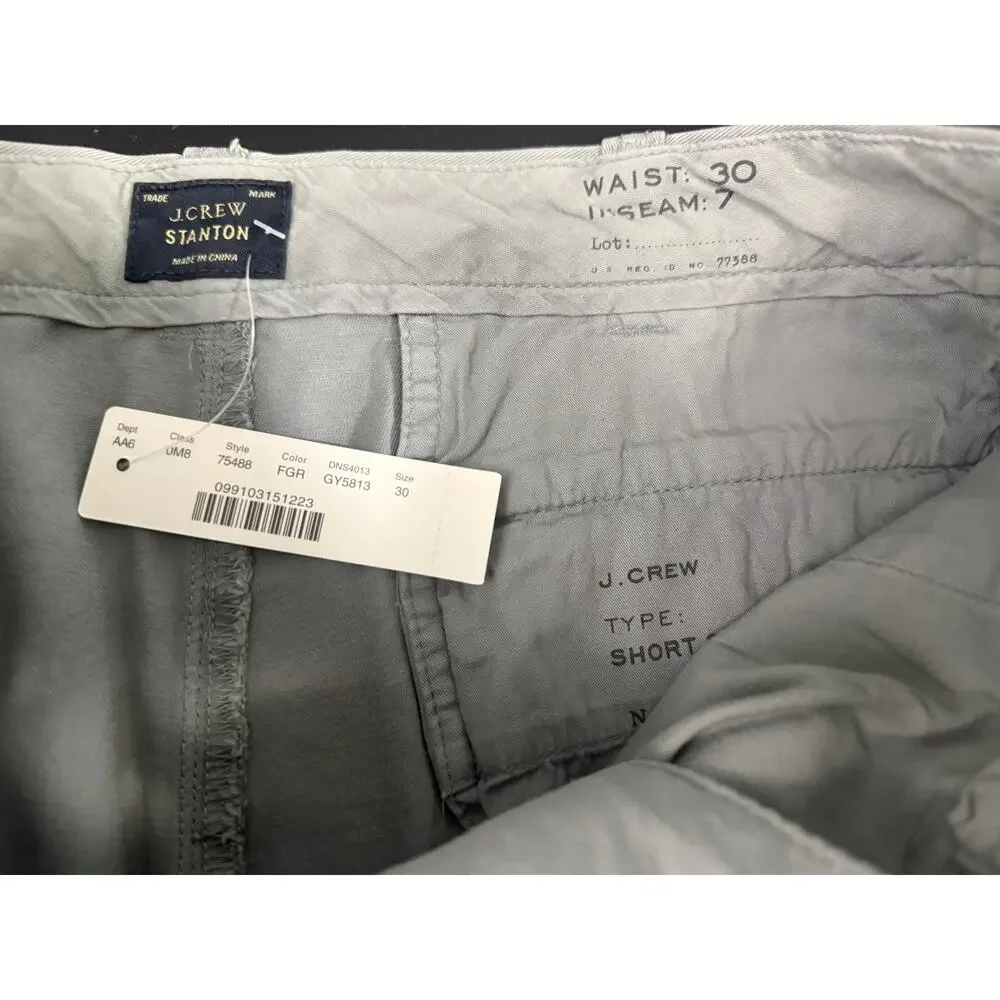 NWT J.Crew Stanton Chino Shorts Mens 30 Faded Green Cotton Twill 7” Inseam